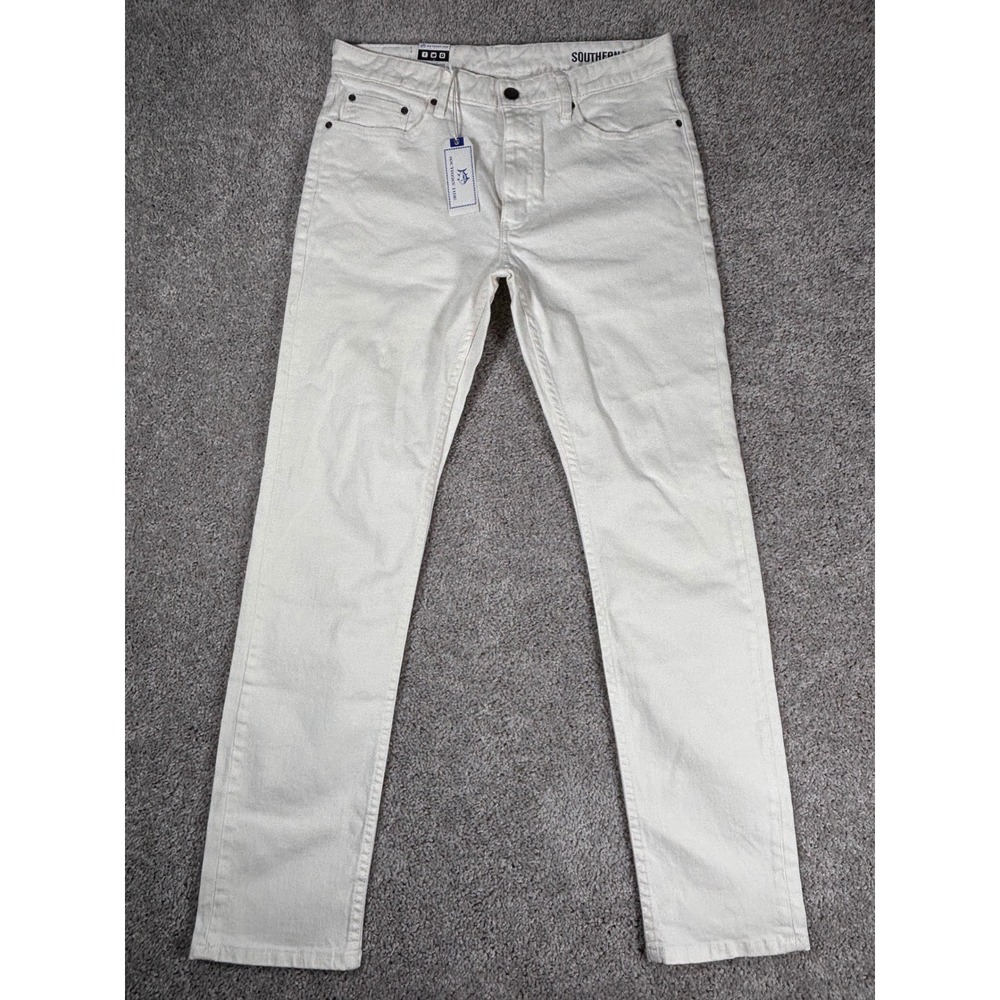 Southern Tide Charleston Fit Jeans Mens 32x32 Ecru Denim Straight Leg Pants NEW